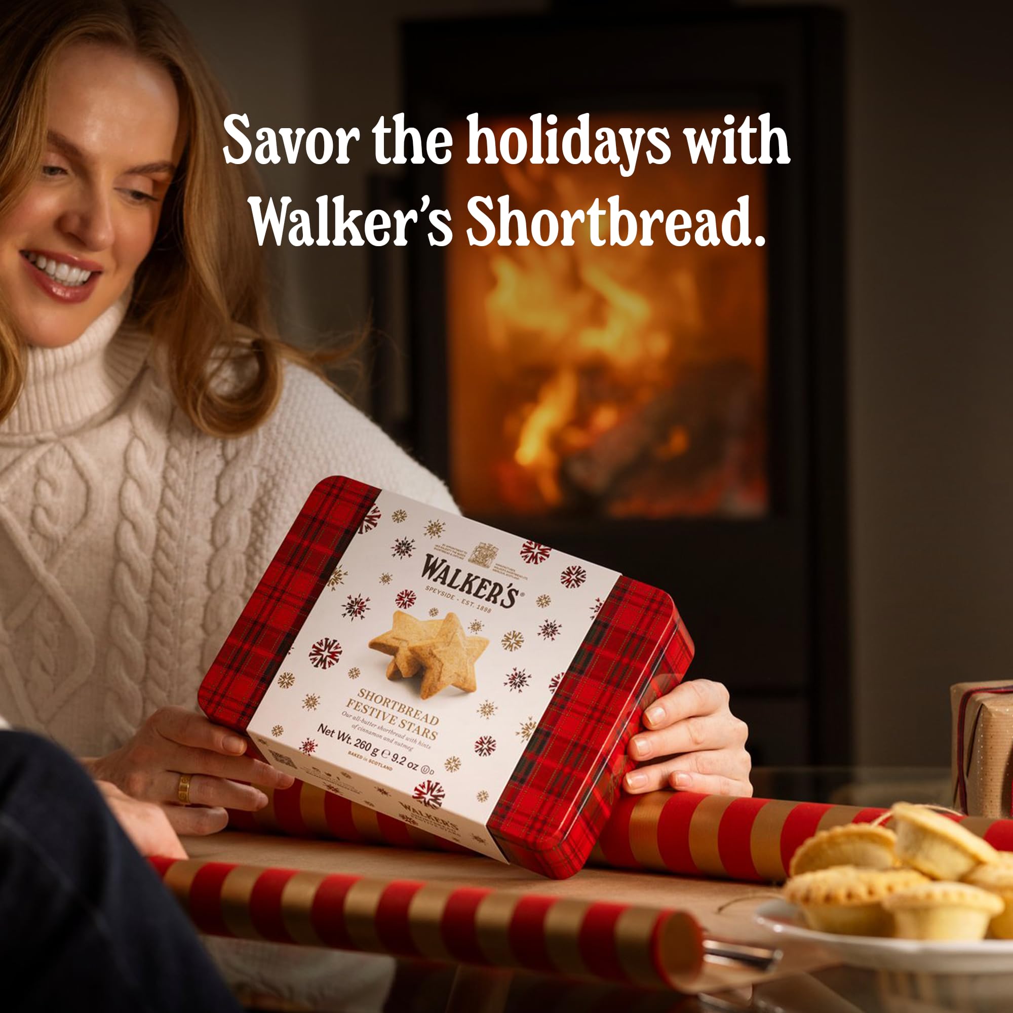 Walkers Shortbread Festive Stars Tin, Case Of 6, 9.2 Oz