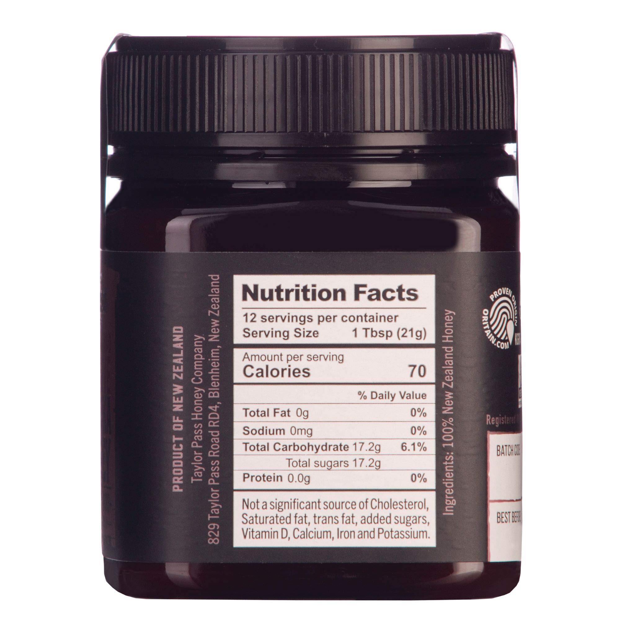 Taylor Pass Honey UMF 5+ Manuka Honey, Case Of 6, 8.83 Oz