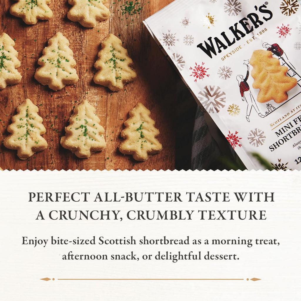 Walkers Shortbread Mini Festive Tree Shortbread, Case of 12, 4.4 oz Packs