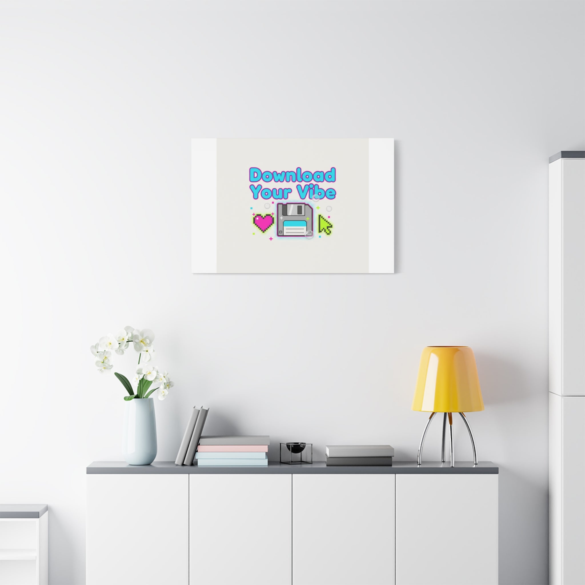 Download Your Vibe Canvas | Y2K Retro Tech, Pixel Floppy Disk Poster