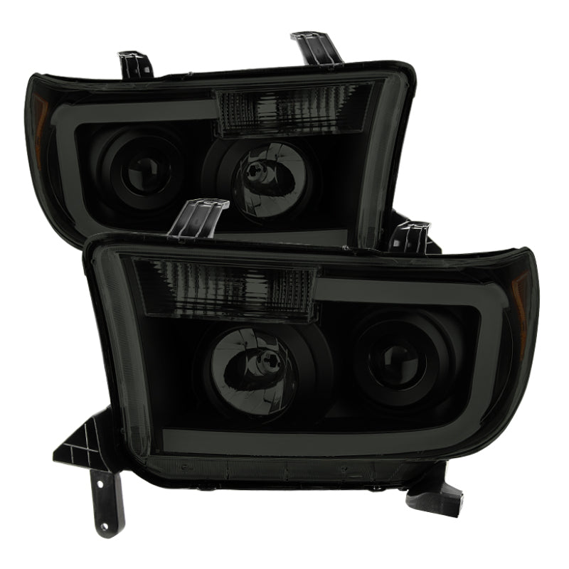 SPYDER Xtune Toyota Tundra 07-13 LED Light Bar Projector Headlights Black Smoked PRO-JH-TTU07-LED-BSM 9030413