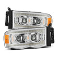 AlphaRex 02-05 Dodge Ram 1500 LUXX LED Proj Headlights Plank Style Chrome w/Activ Light/Seq Signal 880568 *Discontinued