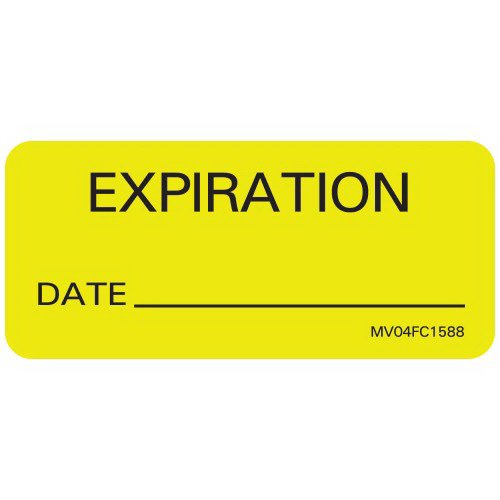 Pre-Printed Label MedVision® Auxiliary Label Yellow Paper Expiration Black Quality Control Label 1 X 2-1/4 Inch MV04FC1588