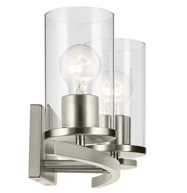 Open Box "KICHLER Crosby 23"" 3-Light Vanity Light with Clear Glass in Brushed Nickel, for Bathroom, Powder Room, (23"" x 8.75""), 45497NICLR"