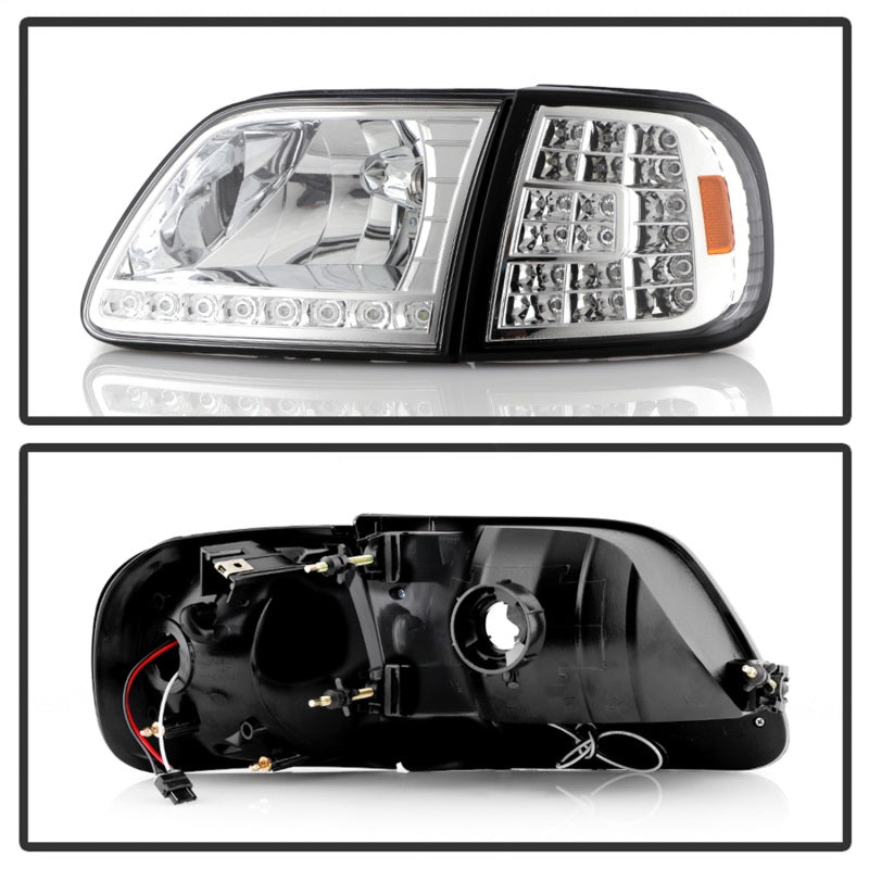 SPYDER Xtune Ford F150 97-03 Crystal Headlights w/ Clear LED Corners Chrome HD-ON-FF15097-LED-SET-C 5014191