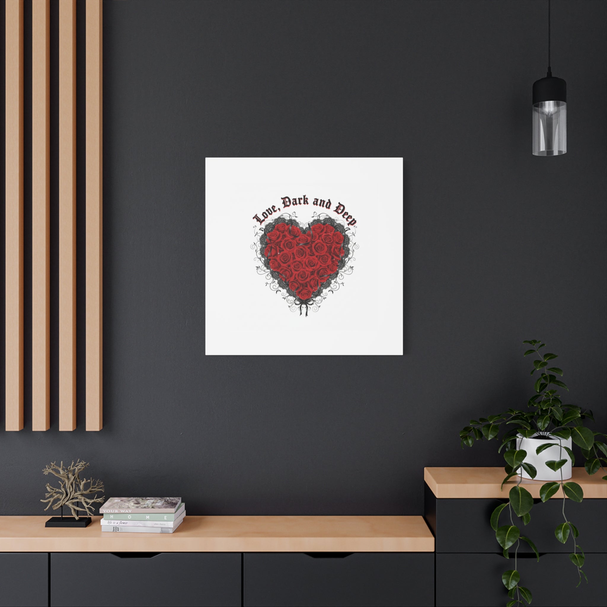 Love Dark and Deep Heart Canvas, Nu Romantic Gothic Romance, 80s Nostalgia