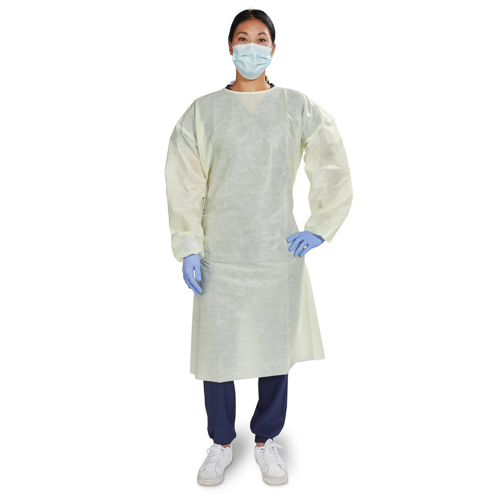 McKesson AAMI Level 2 Isolation Gown, Tie Neck Style, One Size Fits Most, Yellow 16-L2NWT6Y-OSFM