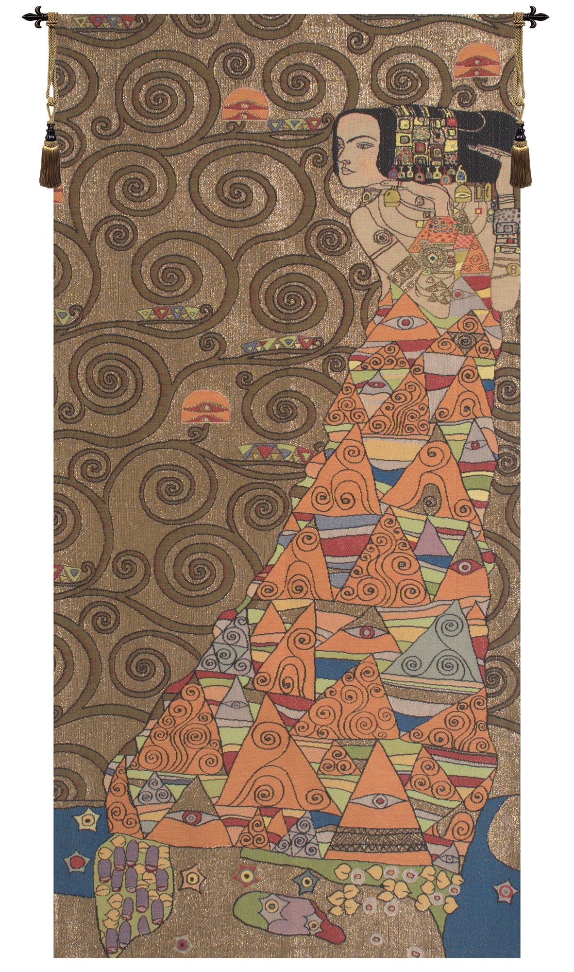 L'Attente Klimt a Droite Or French Tapestry