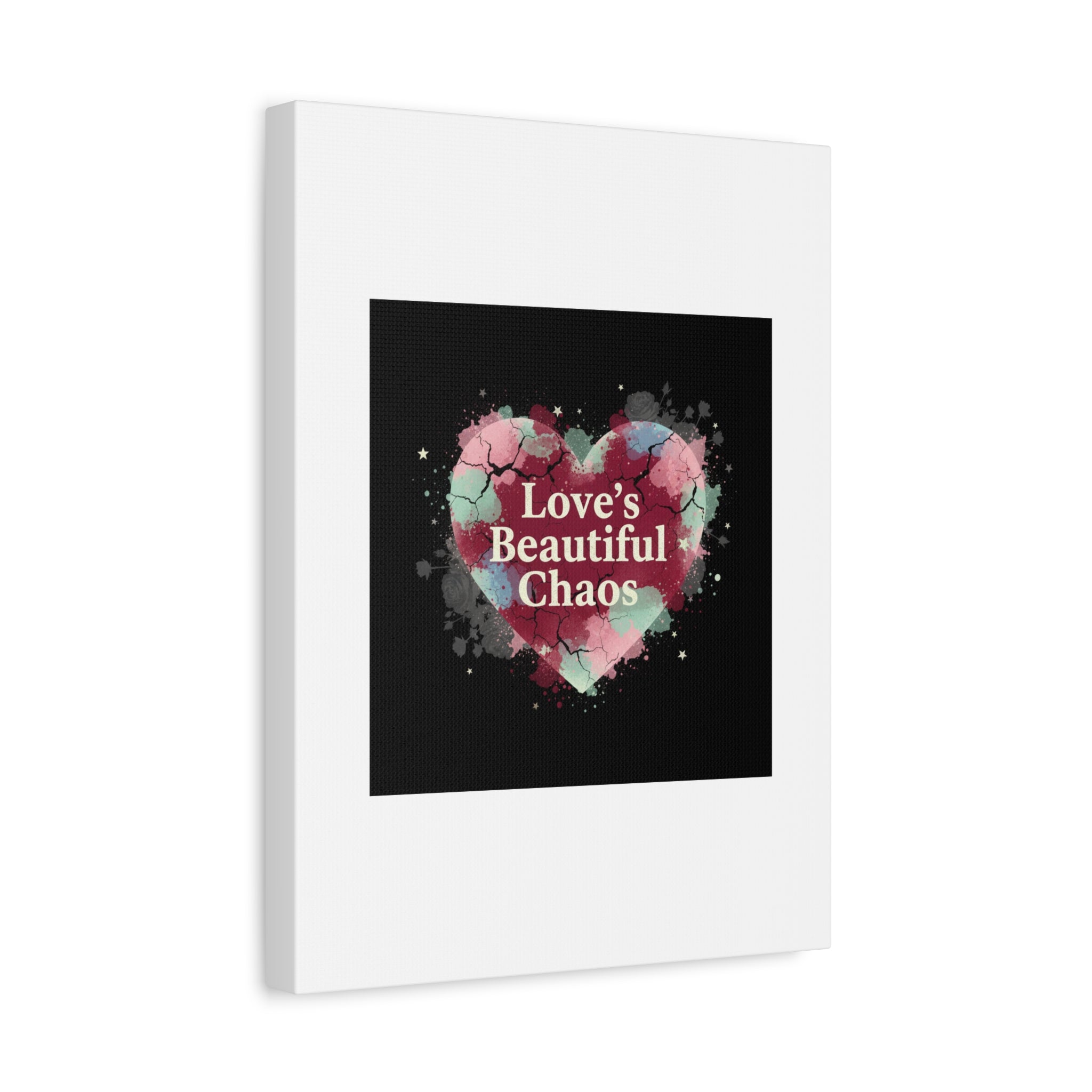 Love's Beautiful Chaos Canvas Print | Soft Grunge Hearts, Distressed Heart Art