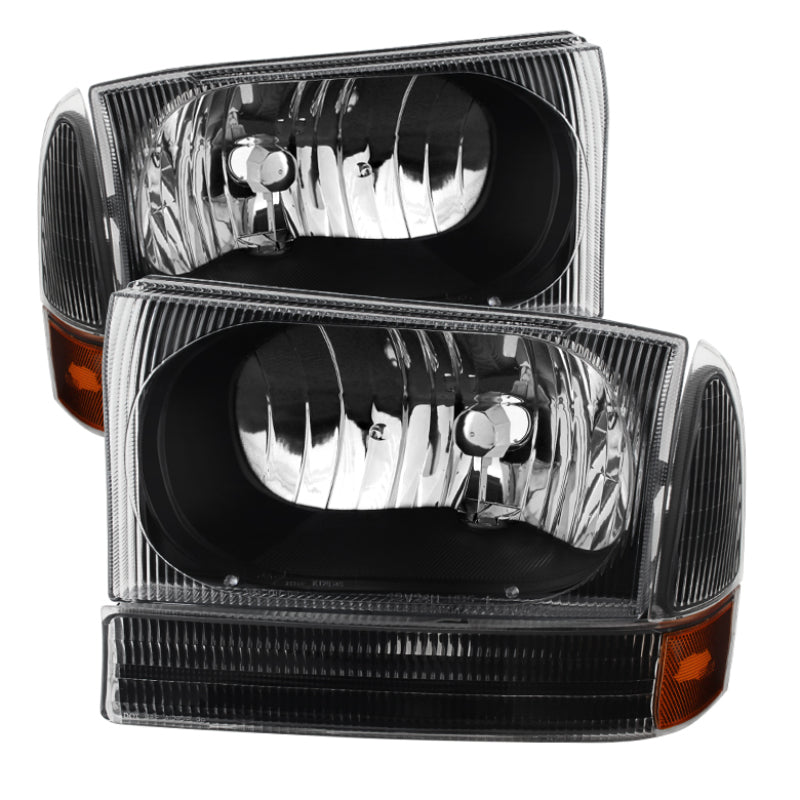 SPYDER Xtune Ford F250/350/450 Superduty 99-04 Crystal Headlights w/ Bumper Lights HD-JH-FF25099-AM-BK 9025402