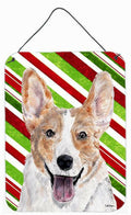 Cardigan Corgi Candy Cane Christmas Wall or Door Hanging Prints Aluminum Metal Sign Kitchen Wall Bar Bathroom Plaque Home Decor Front Door Plaque, 12x16, Multicolor