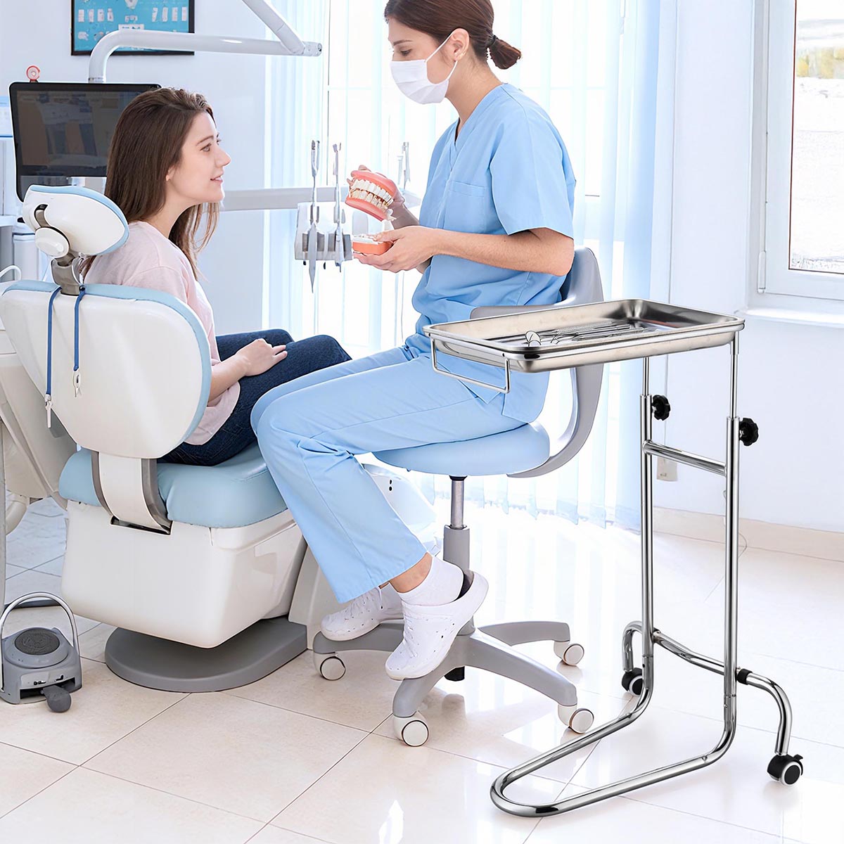 Yescom Mayo Stand Foot Operated Double Post