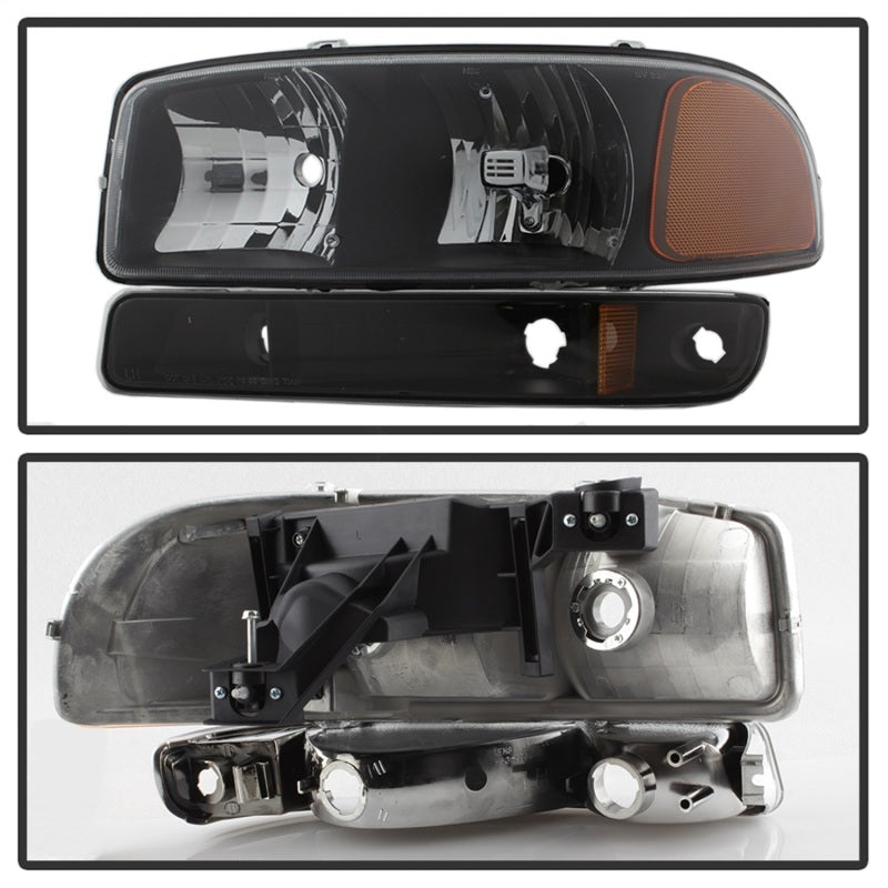 SPYDER xTune GMC Sierra 99-06 /Yukon 00-06 Crystal Headlights & Bumper Lights - Black HD-JH-GS99-AM-SET-BK 9037474