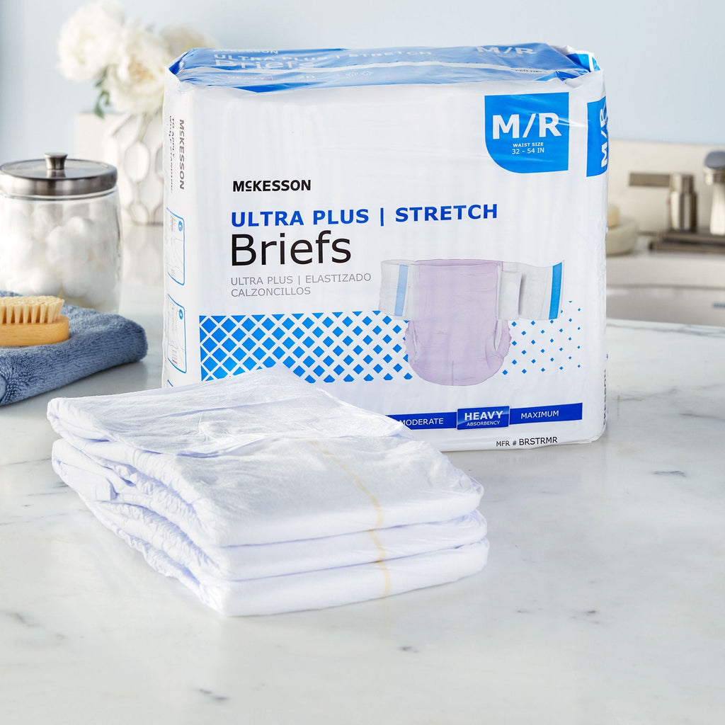 McKesson Ultra Plus Stretch Heavy Absorbency Incontinence Brief, Medium/Regular BRSTRMR