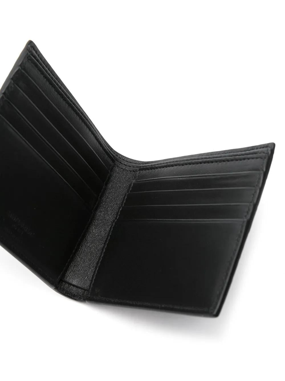 SAINT LAURENT Mini Leather Wallet with Crocodile Embossed Detail