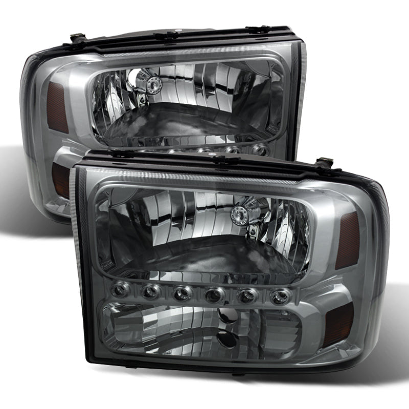 SPYDER Xtune Ford F250 F350 Super Duty 99-04 1Pc Headlights w/ LED Smoked HD-JH-FF25099-LED-SM 9026188