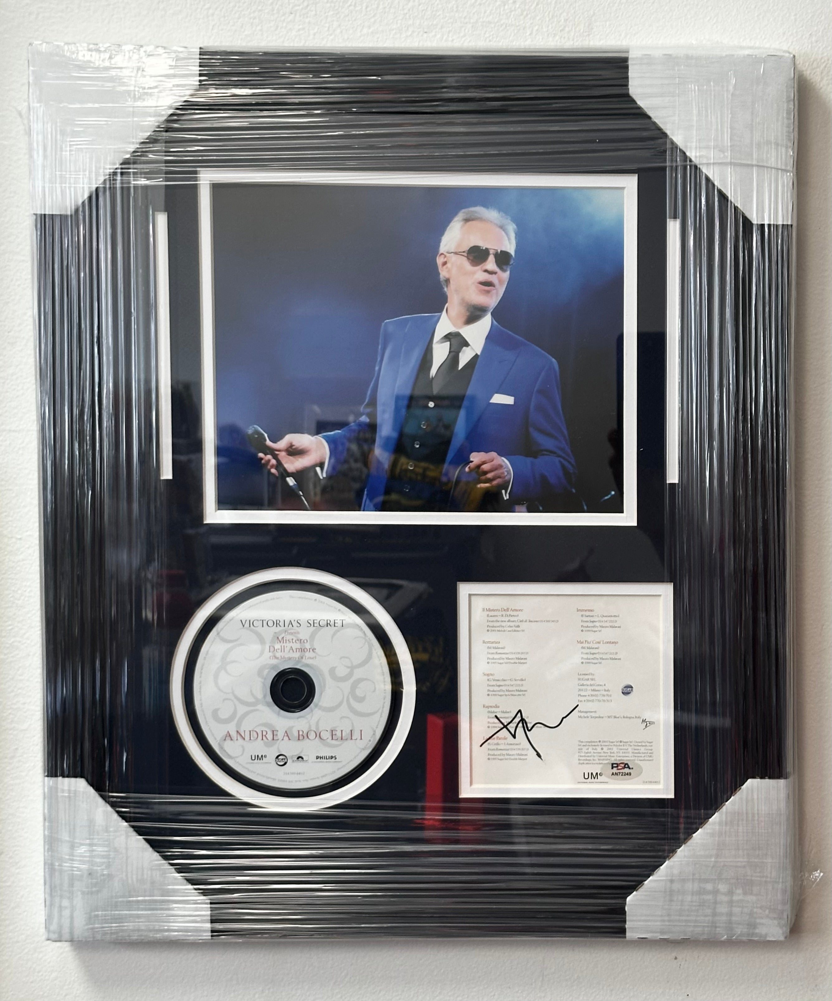 Andrea Bocelli Signed & Custom Framed Verdi CD Booklet & 8x10 Photo With PSA/DNA COA