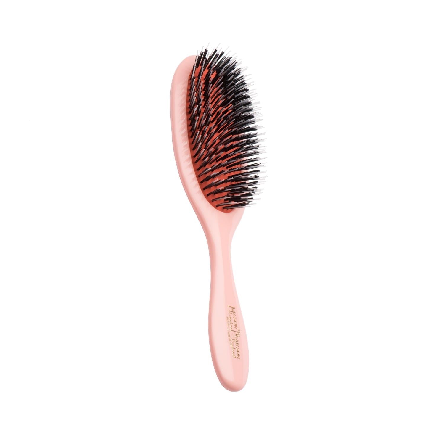 Mason Pearson BN3 Pink Nylon Handy Bristle Hair Brush for Effective Detangling - High-Quality Craftsmanship