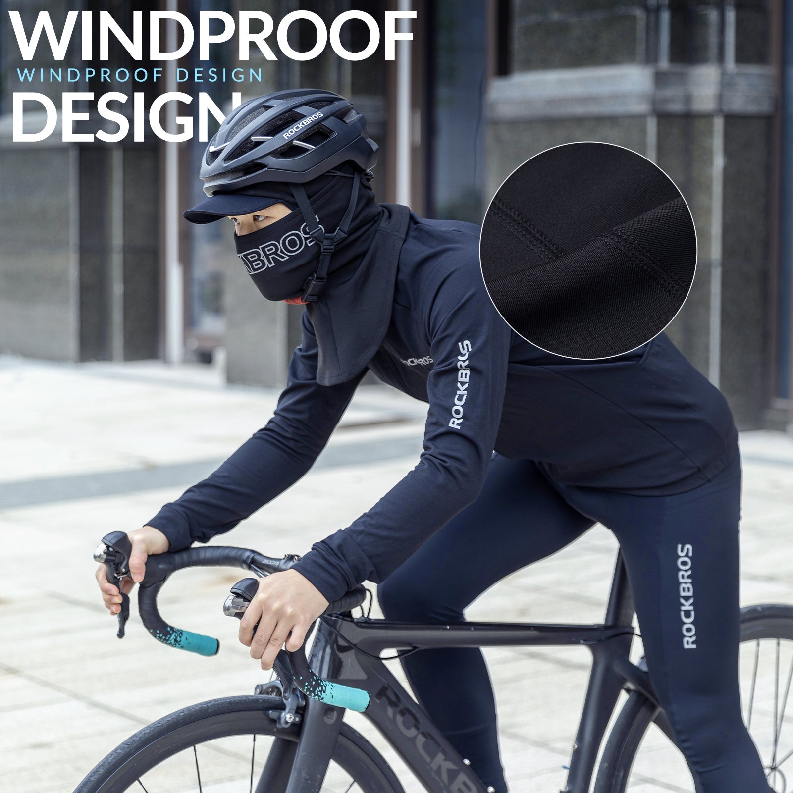 ROCKBROS Thermal Black Ski Mask with Brim Windproof Winter Balaclava for Men