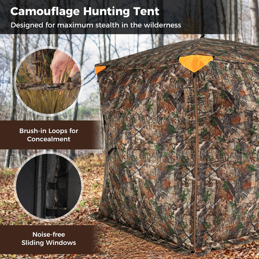 3-4 Person Hunting Blind 270° See-Through Pop-up Ground Blind with Full-Open Swing Door