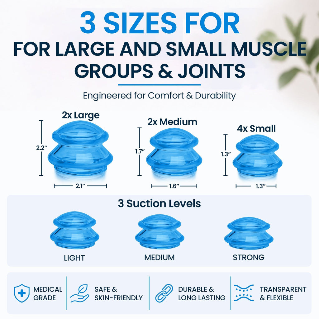 EDGE™ Cupping Set Blue, 8 Cups (2L, 2M, 4S)
