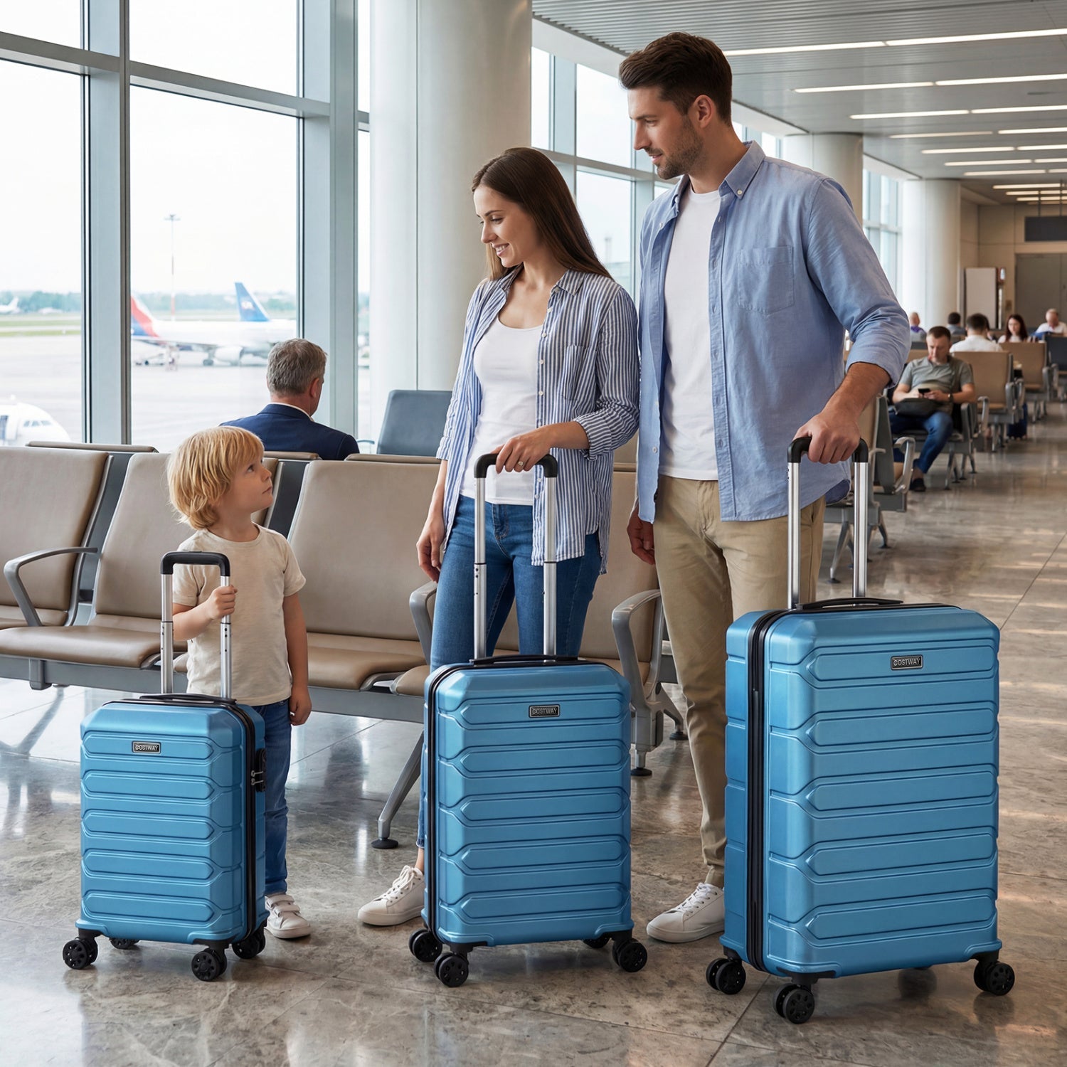 3-Piece Hardside Luggage Set Lightweight Hardside Suitcases with 8-Spinner Wheels