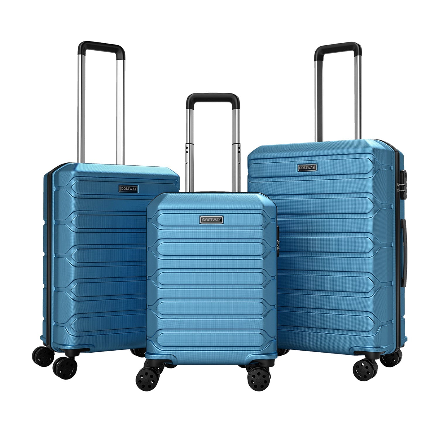 3-Piece Hardside Luggage Set Lightweight Hardside Suitcases with 8-Spinner Wheels