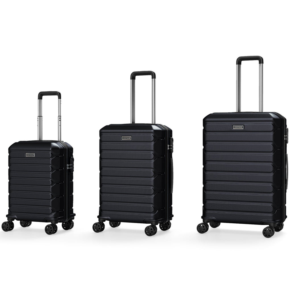 3-Piece Hardside Luggage Set Lightweight Hardside Suitcases with 8-Spinner Wheels
