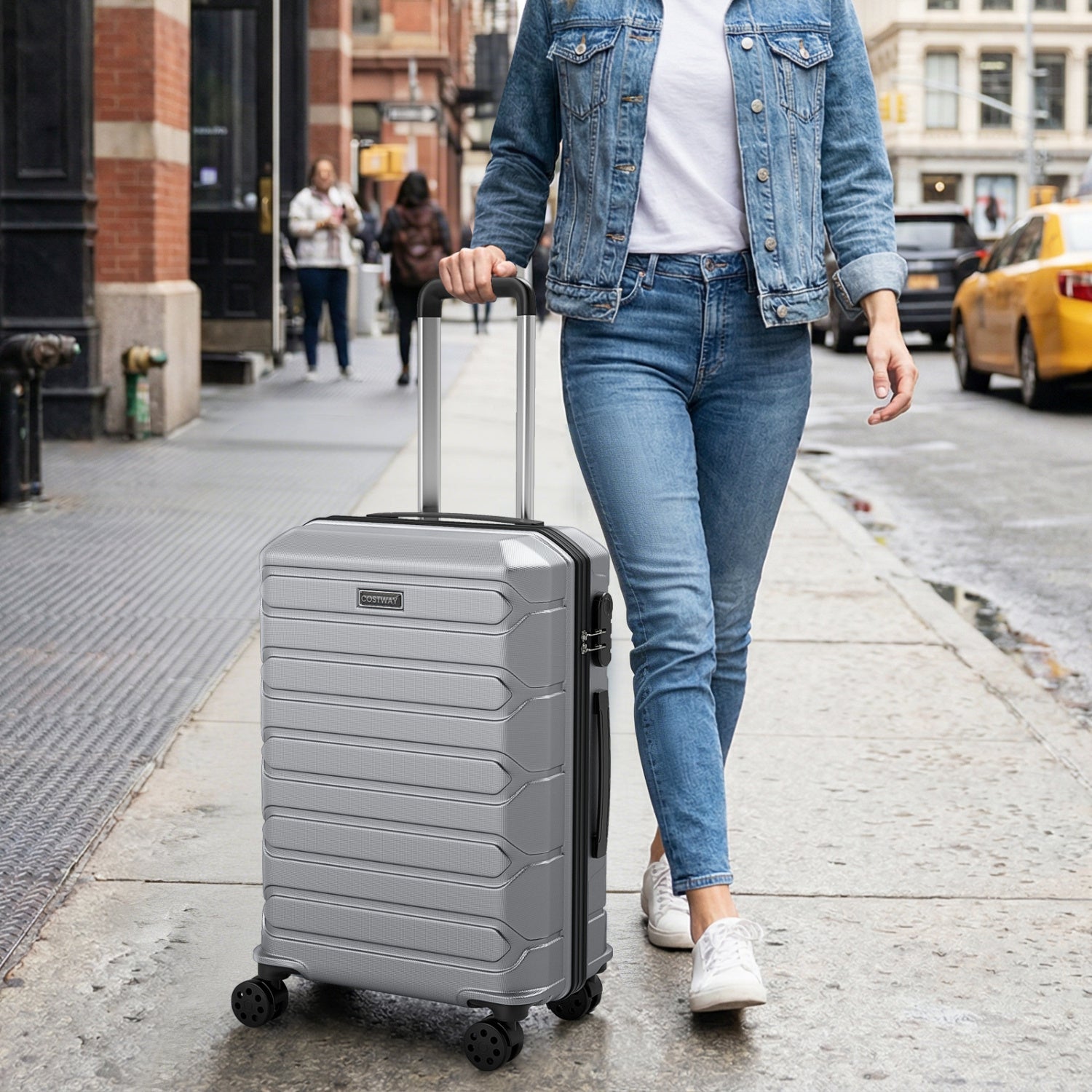3-Piece Hardside Luggage Set Lightweight Hardside Suitcases with 8-Spinner Wheels
