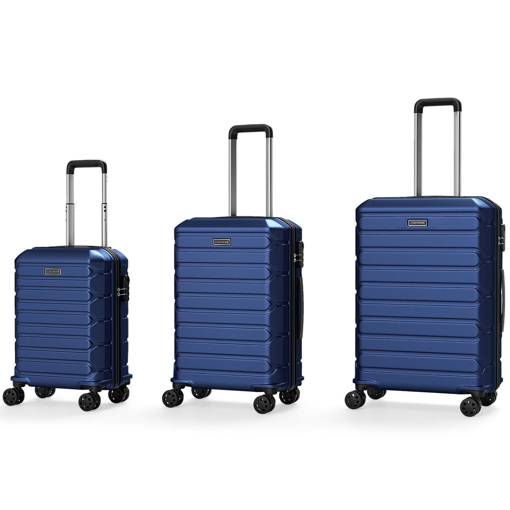 3-Piece Hardside Luggage Set Lightweight Hardside Suitcases with 8-Spinner Wheels