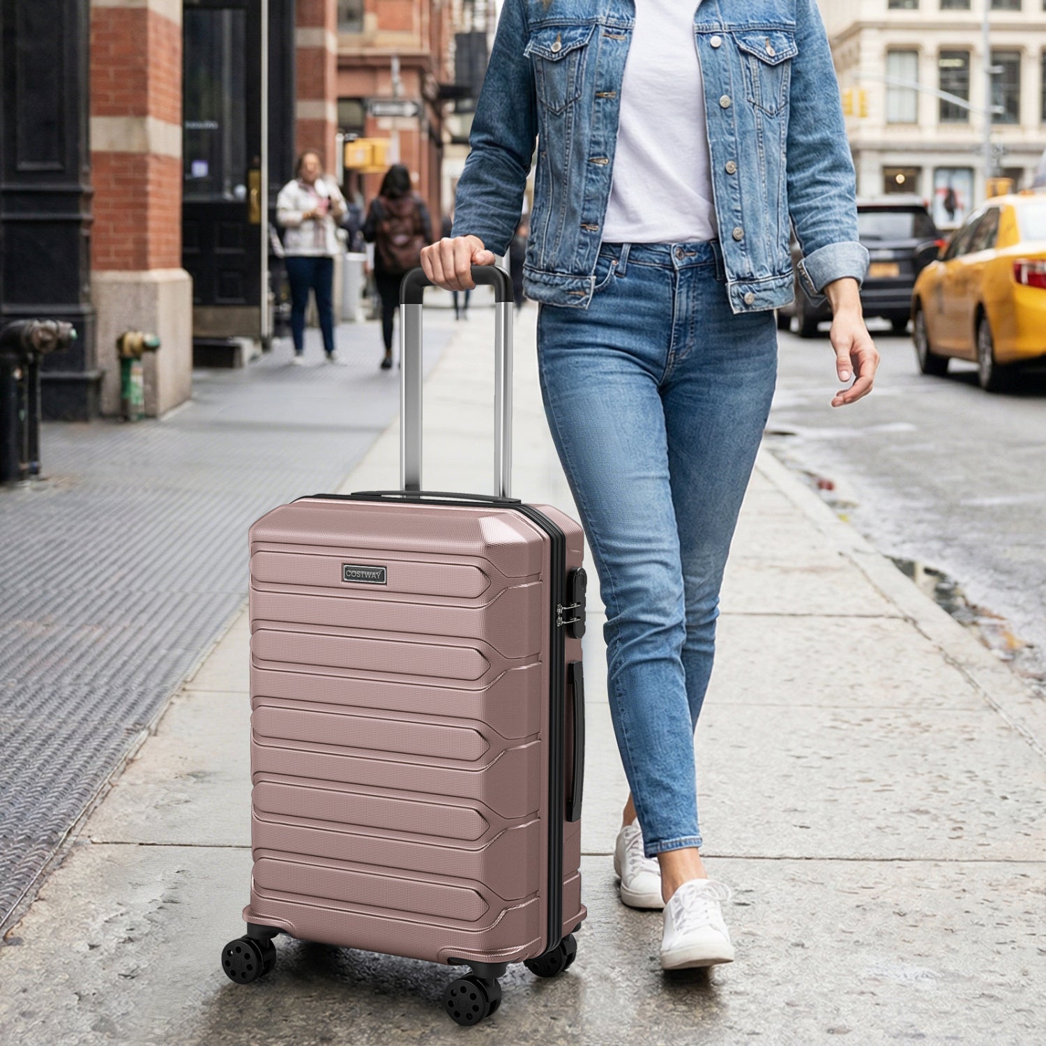 3-Piece Hardside Luggage Set Lightweight Hardside Suitcases with 8-Spinner Wheels