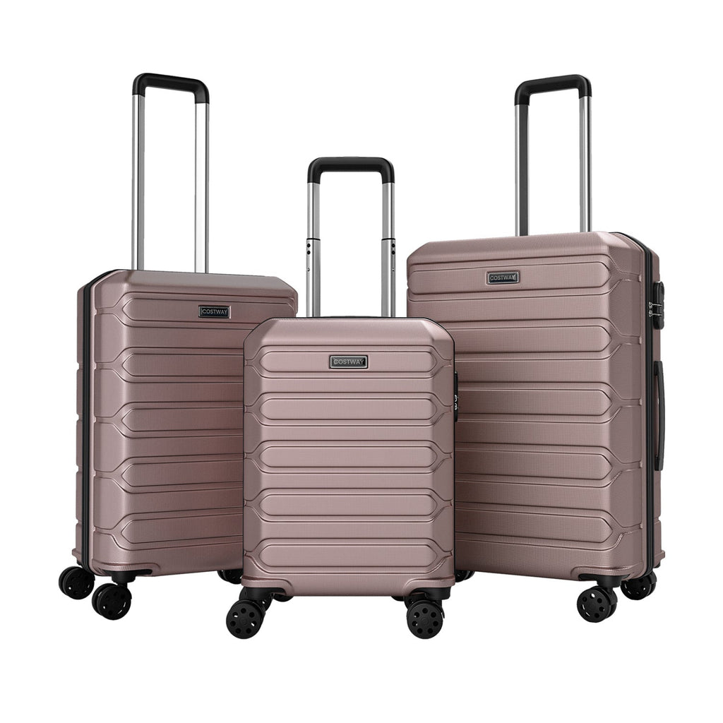 3-Piece Hardside Luggage Set Lightweight Hardside Suitcases with 8-Spinner Wheels