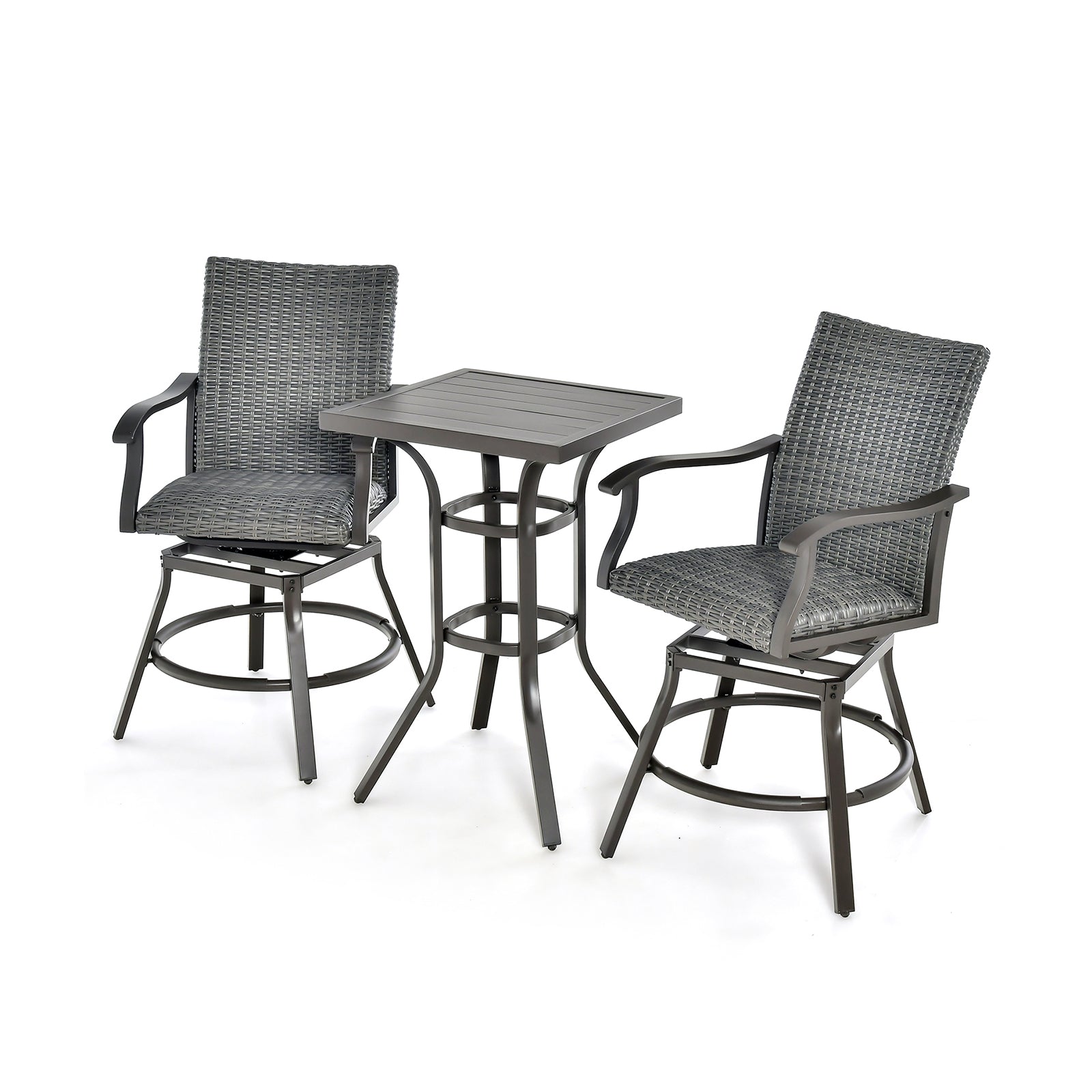 3 Pieces Swivel Bar Set with 4D Air Fiber Cushion