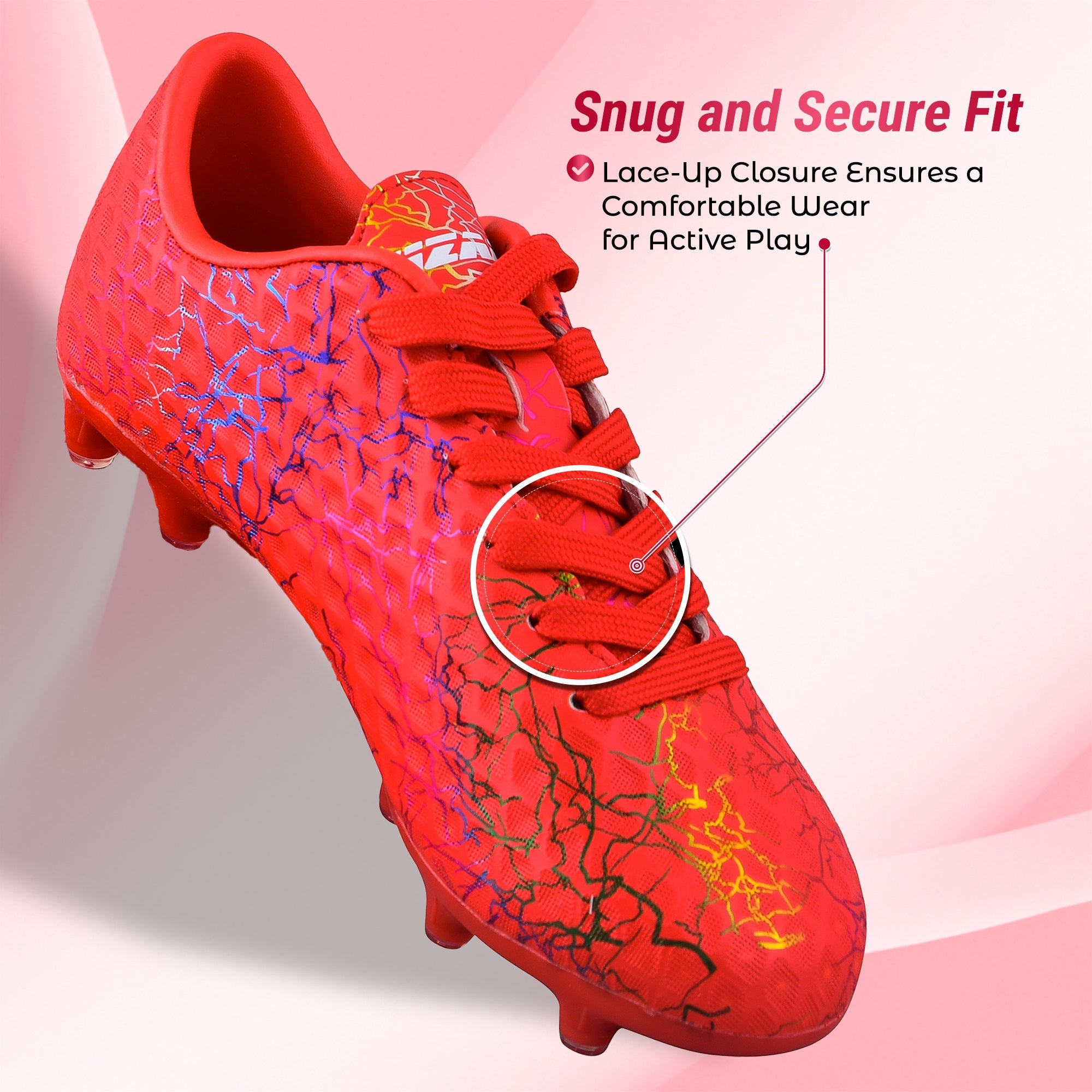 Vizari Zodiac JR Kids Firm Ground (FG) Soccer Cleats – Red, Youth Sizes 8C–6Y