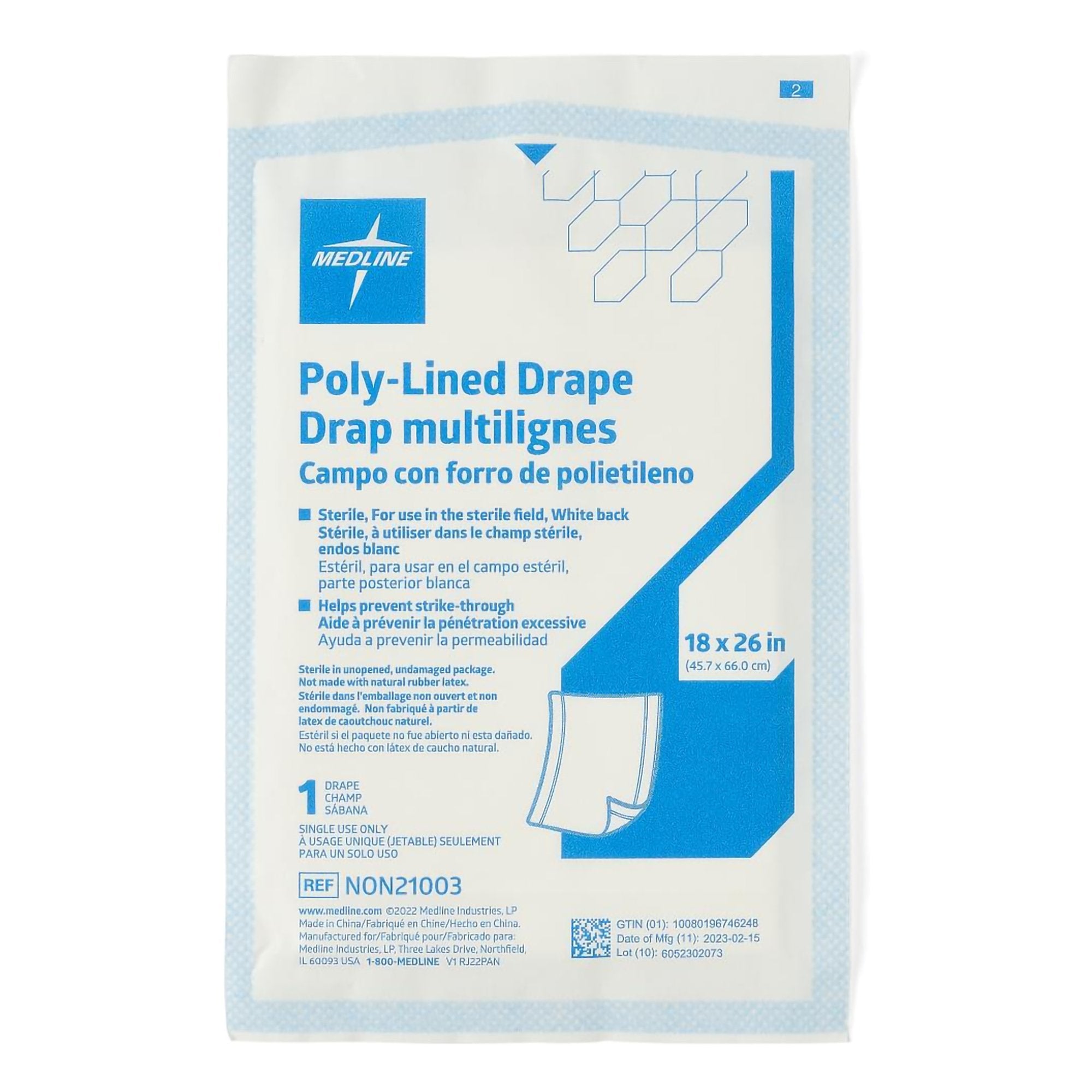General Purpose Drape Medline Poly Lined Towel Drape 18 W X 26 L Inch Sterile NON21003