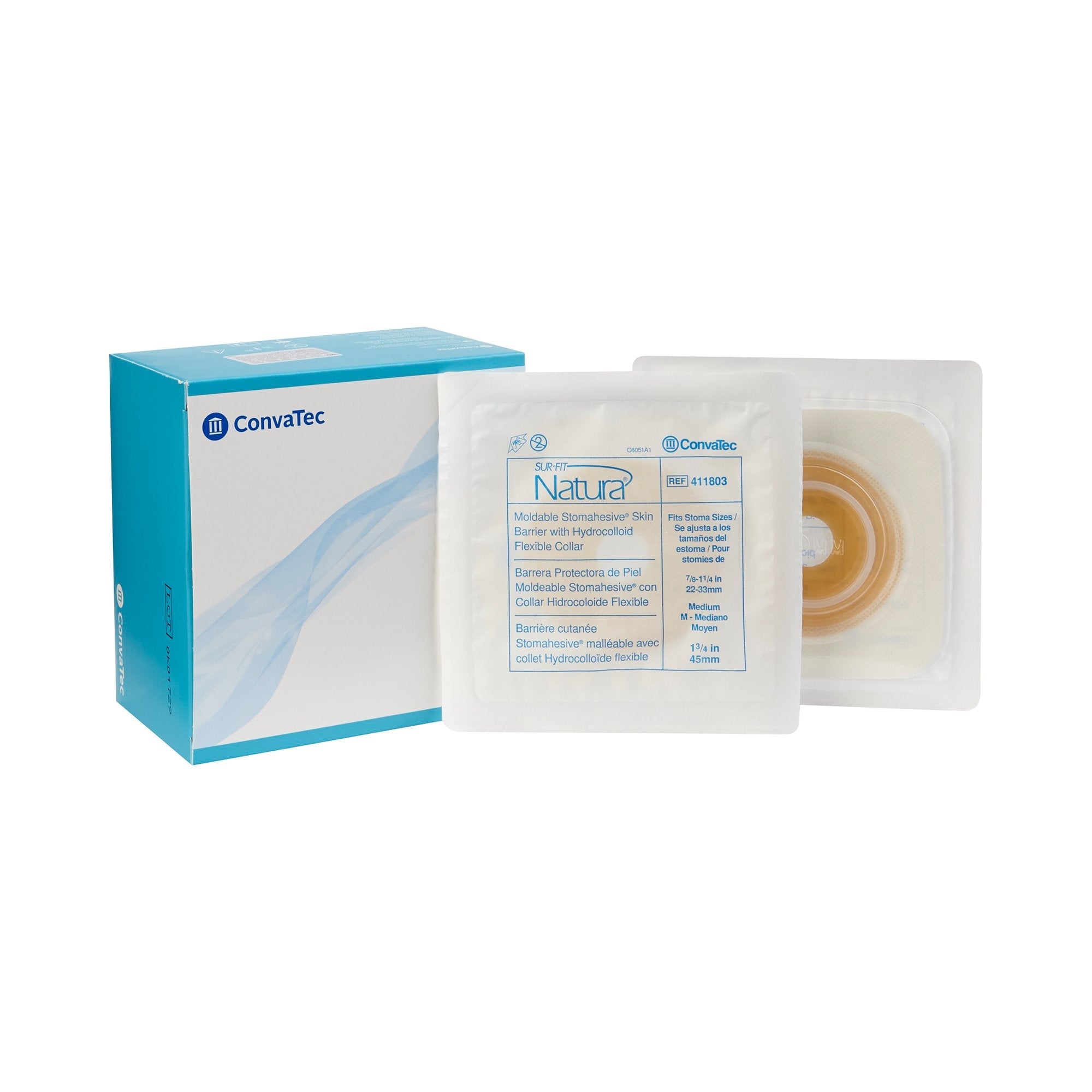 Sur-Fit Natura® Stomahesive® Ostomy Barrier With 7/8-1¼ Inch Stoma Opening 411803