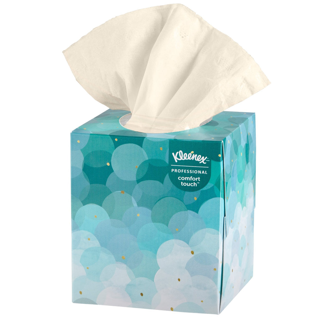 Kleenex Facial Tissue, 2-Ply, Cube Container, Boutique White, 8-2/5" X 8-2/5" 21270