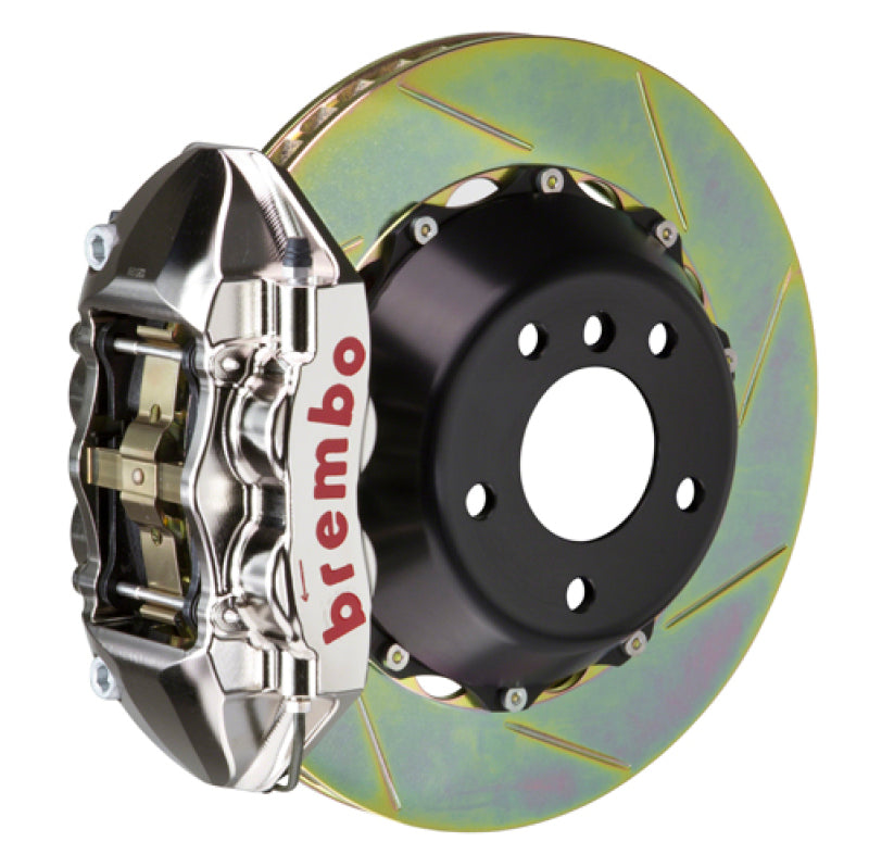 Brembo 15-23 Mustang Rear GTR BBK 4 Piston Billet 380x28 2pc Rotor Slotted Type1 - Nickel 2P2.9049AR