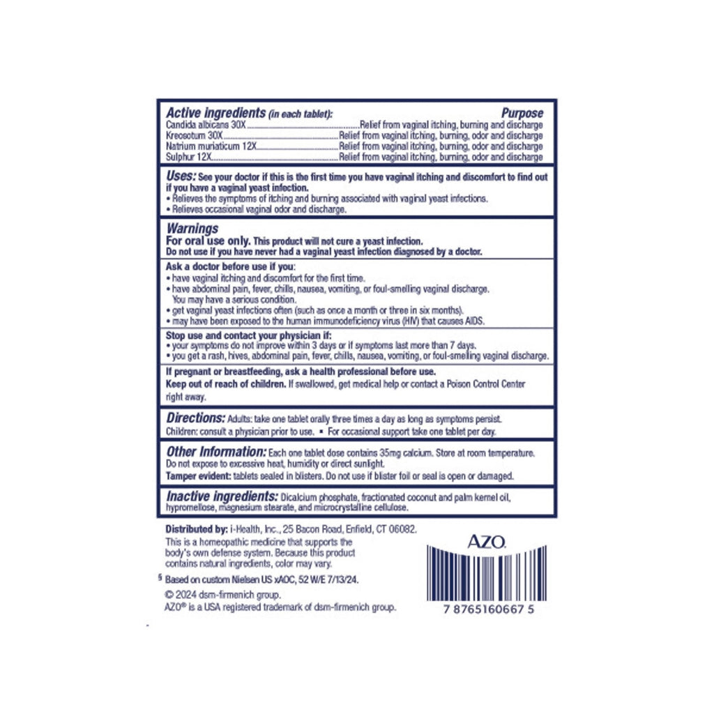 AZO® Yeast Plus Dual Relief for Yeast Infection Itching and Burning 787651606675