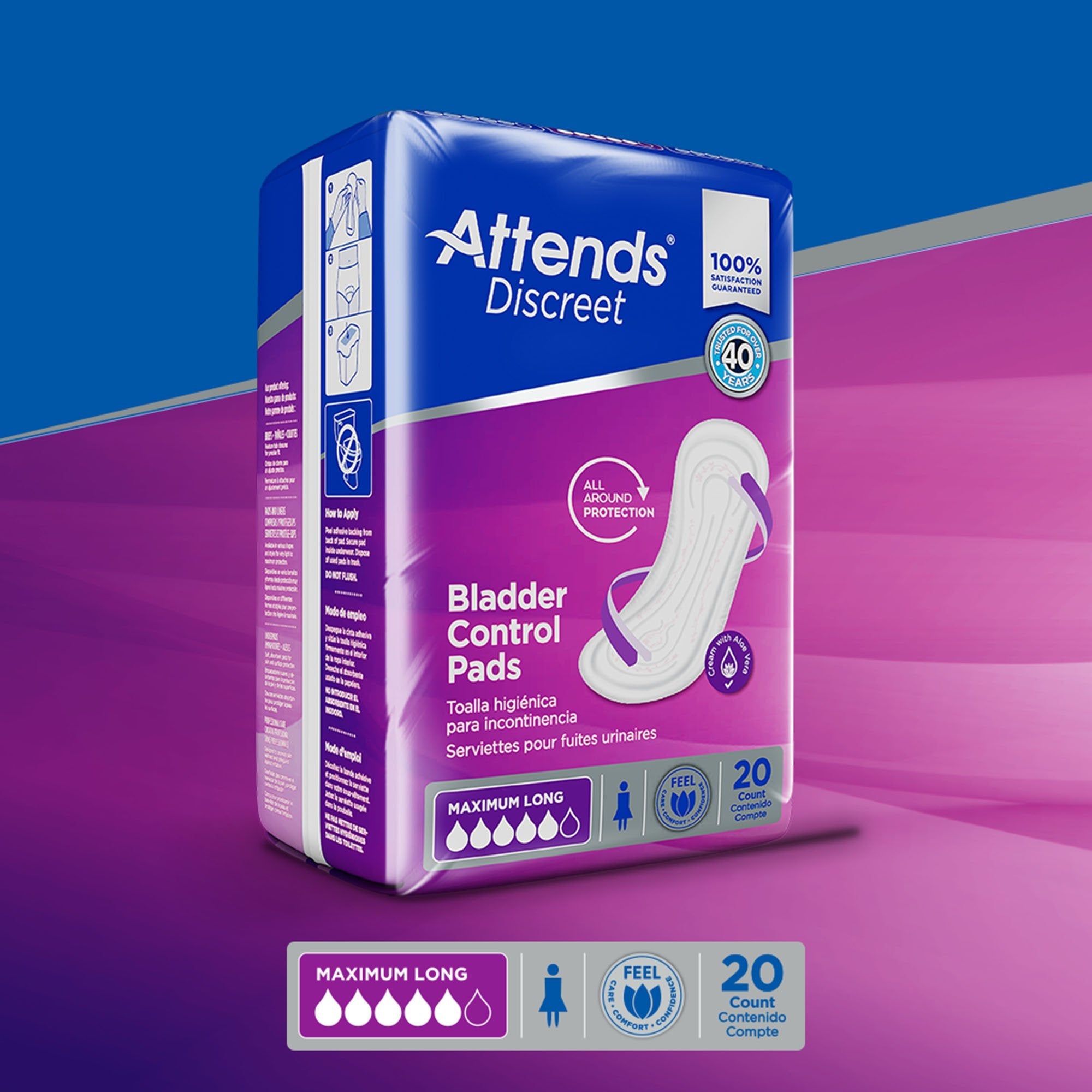 Attends® Discreet Women's Maximum Long Bladder Control Pad, 14½-Inch Length ADPMAL