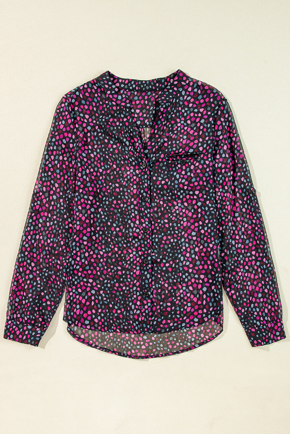 Grape Wine Polka Dot Printed Buttoned Casual Shirt