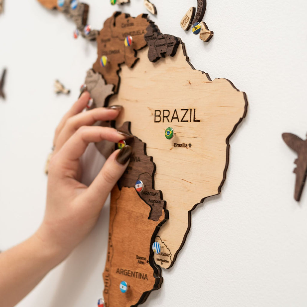 3D Wooden World Map Multicolor - PhishStones Products