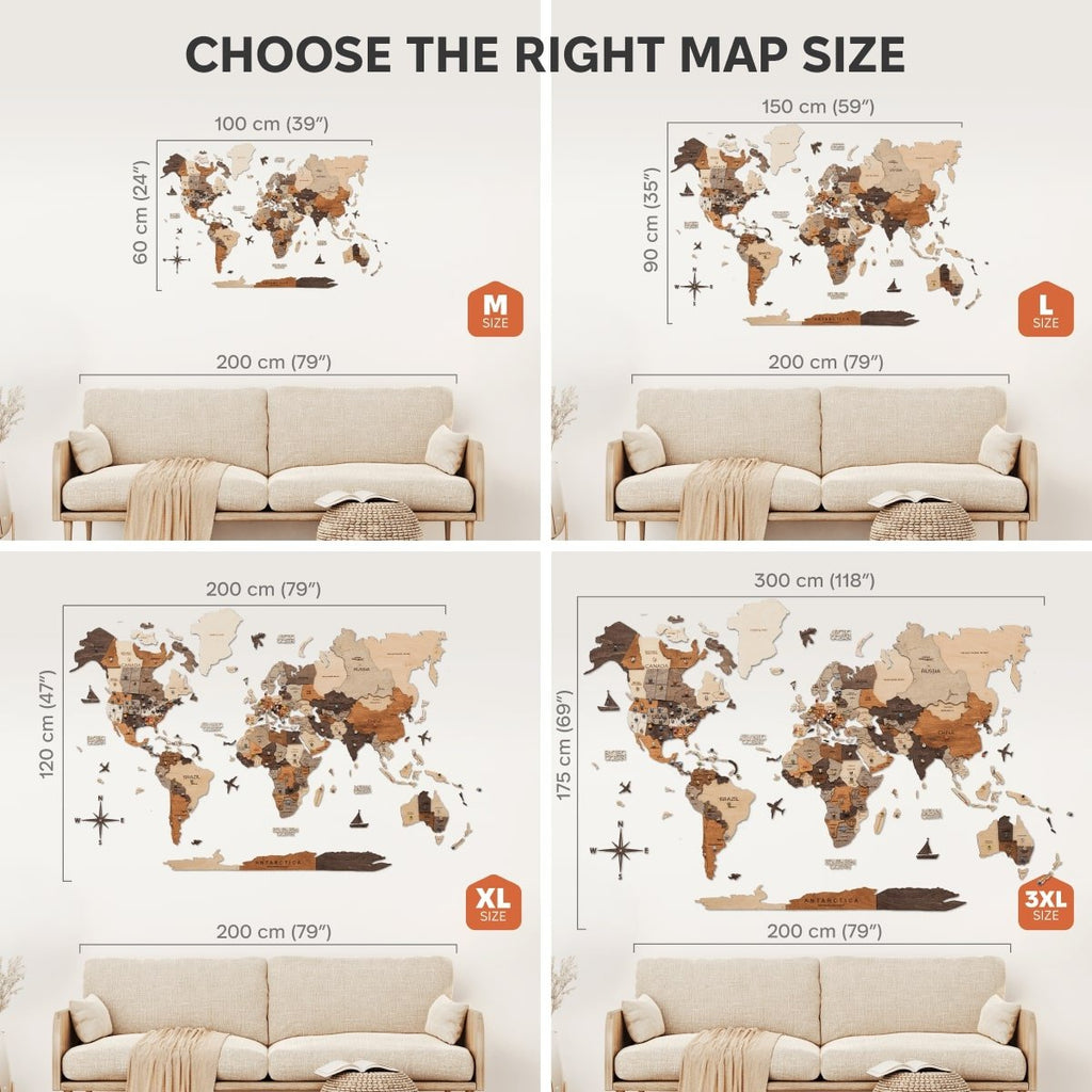 3D Wooden World Map Multicolor - PhishStones Products