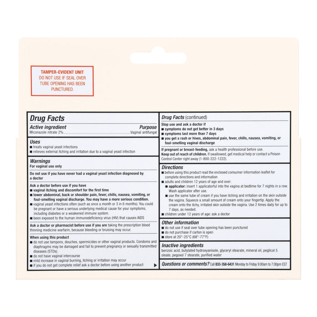 Foster & Thrive™ 2% Miconazole Vaginal Cream with Reusable Applicator, 7 Day 70677122201