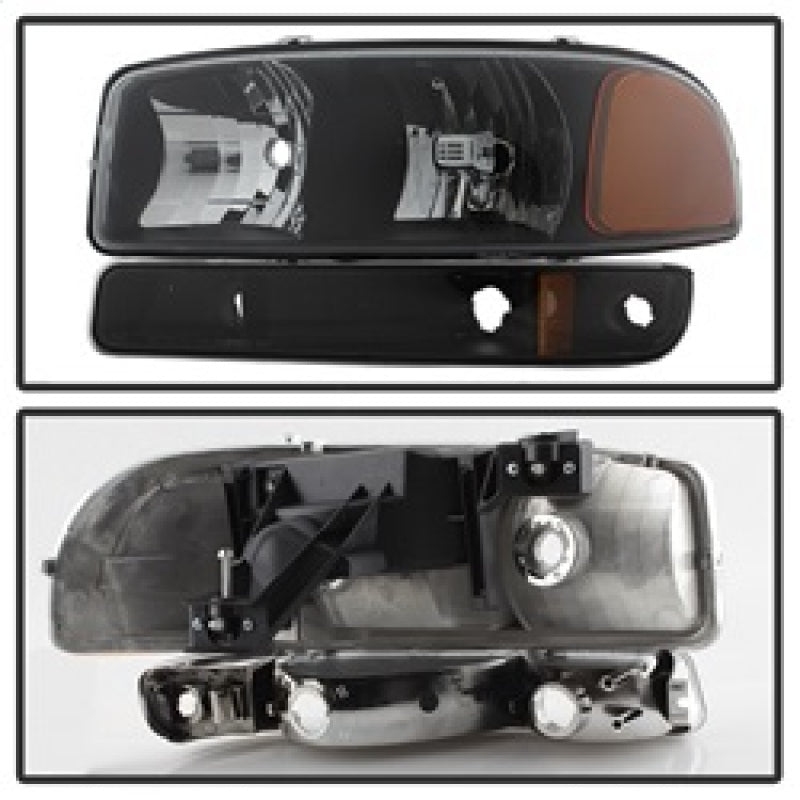 SPYDER xTune GMC Sierra 99-06 /Yukon 00-06 Crystal Headlights & Bumper Lights - Black HD-JH-GS99-AM-SET-BK 9037474