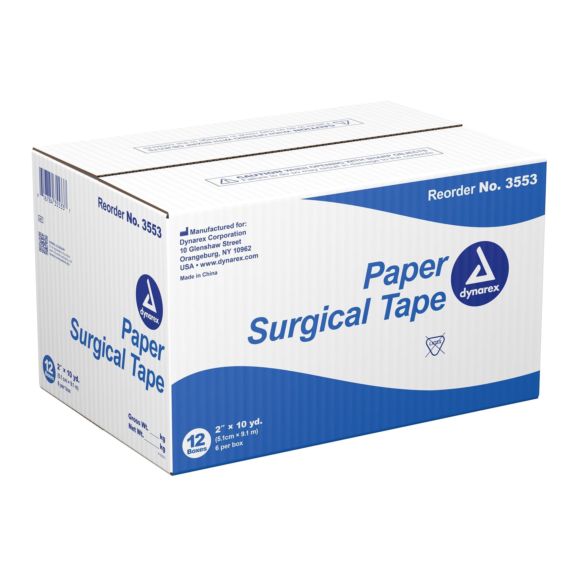 dynarex® Paper Medical Tape, 2 Inch x 10 Yard, White 3553