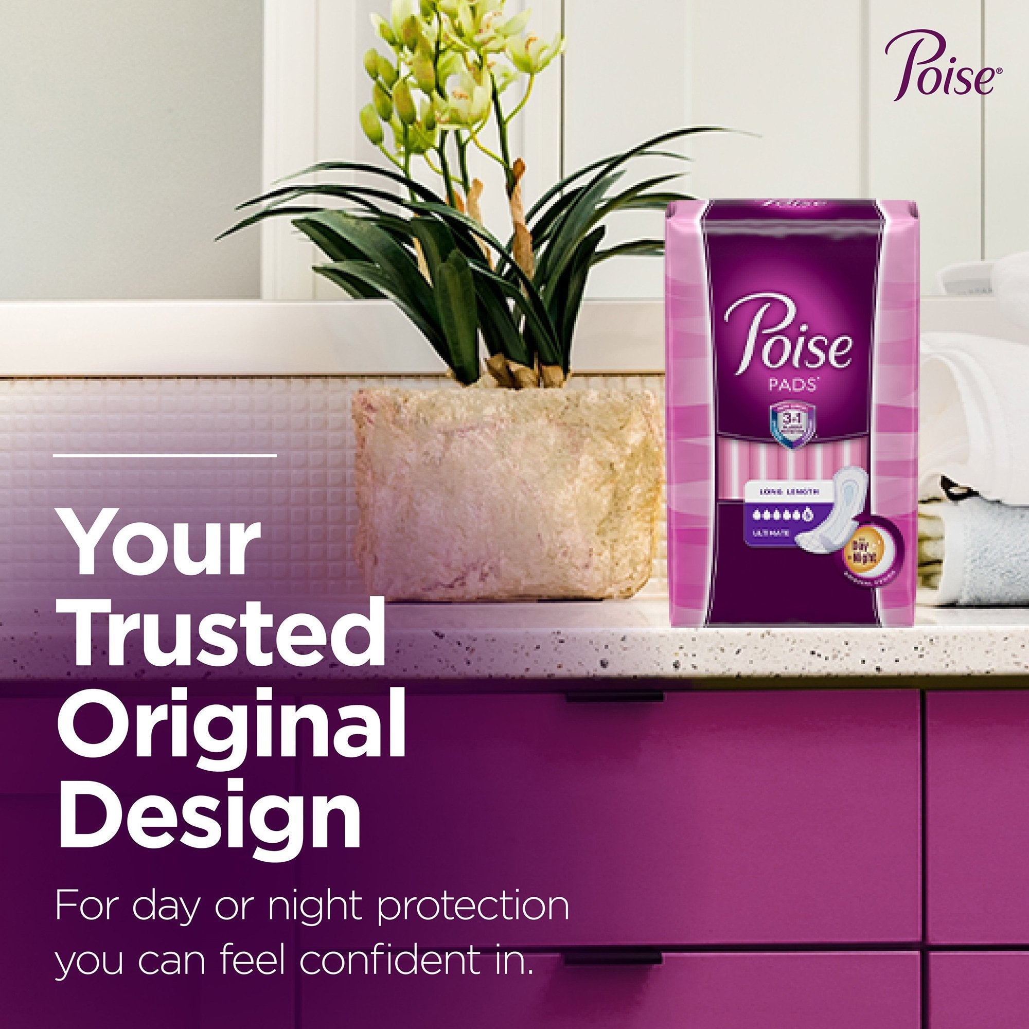 Poise® Ultimate Day and Night Bladder Control Pad, Long Length 51442