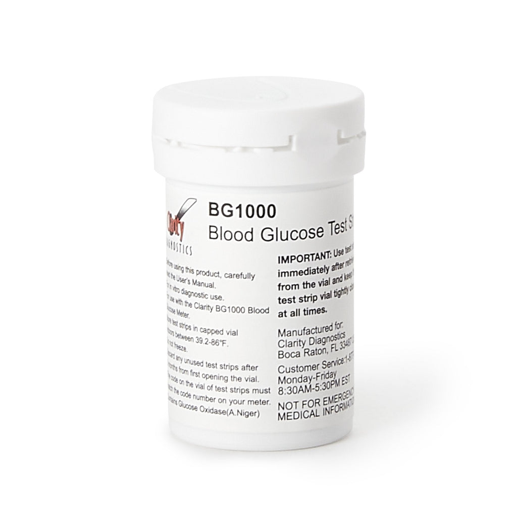 Blood Glucose Test Strips Clarity BG1000 50 Strips per Pack CD-BG5