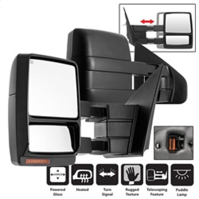 SPYDER xTune Ford F150 04-06 POWER Heated Amber LED Signal Telescoping Mirror SET MIR-FF15004S-PWH-AM-SET 9936784