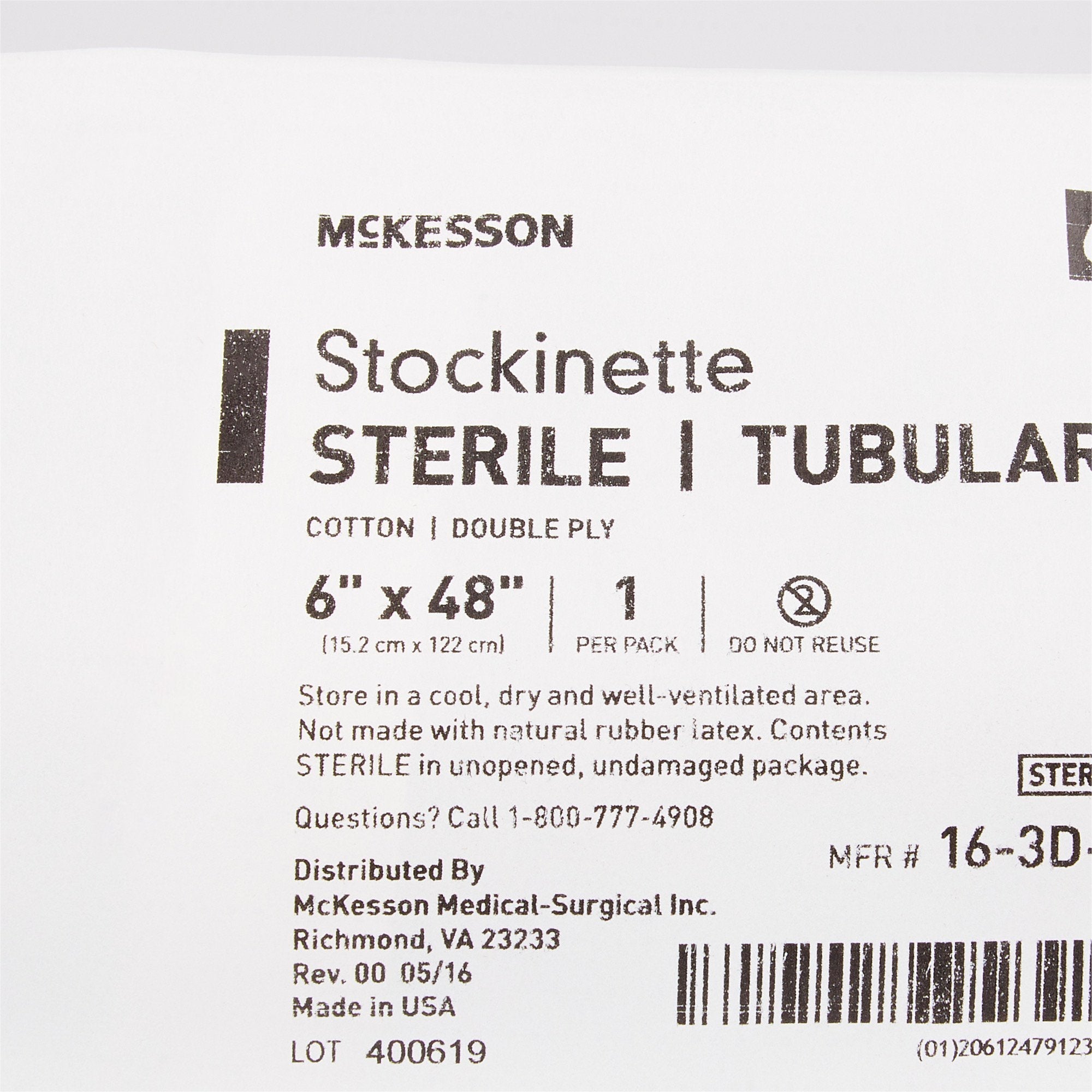 McKesson Beige Cotton Tubular Stockinette, 6 x 48 Inch 16-3D-648